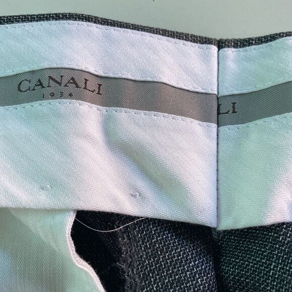 Men’s Canali Pants Slim Fit Gray Patterned Wool Flat Front 36 / 52 Italy - Picture 11 of 15